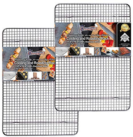 Rejilla Para Enfriar y Hornear de Acero Inoxidable, Parrilla Para Horno Para La Mayoría de Bandejas de Horno - Bandeja Para Galletas y Bizcochos, Utensilios de Repostería - 29,97 x 42,93 cm (2 PACK)