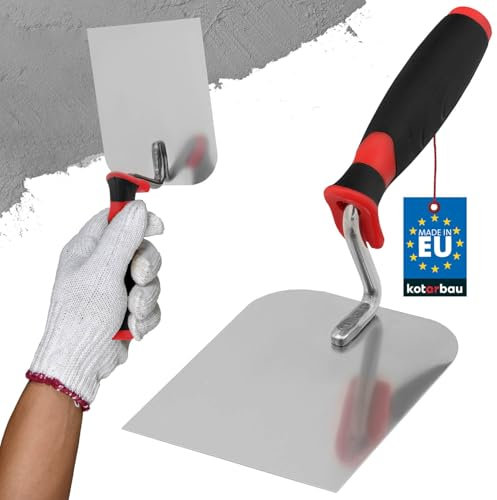 KOTARBAU® Cazzuola da muratore in acciaio inox, 128 mm x 100 mm, con impugnatura in gomma, spatola rettangolare, indispensabile per lavori di muratura