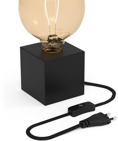 CALEX Tischlampe eckig, E27, Schwarz, Ohne Leuchtmittel