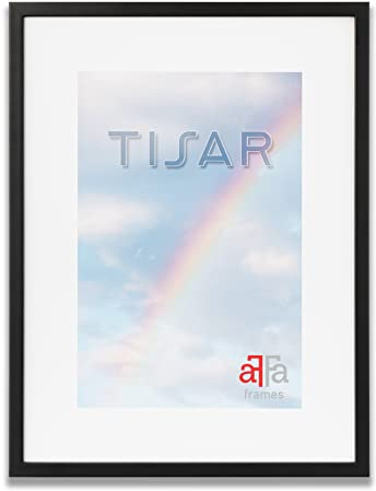aFFa frames Bilderrahmen 50x70 cm - Holz Fotorahmen Tisar mit Acrylglas und HDF Rückwand - Posterrahmen für Fotos Urkunden Kunst Bilder Schwarz