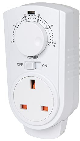 Econohome Adjustable Thermostat Plug - Heating & Cooling Plug In Thermostat Compatible With Wall Mounted Room Heater, Window Air Conditioner, Electric Fan - Universal Plug, Easy To Use Manual Controls