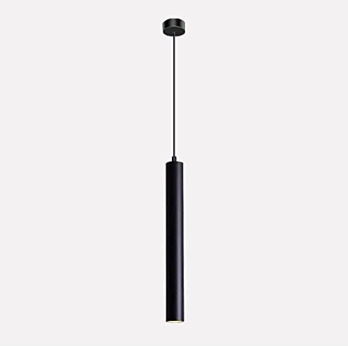 Vecys 1PCS Modern Black Cylinder Pendant Light with 3W COB Patch LED Light Long Tube Chandelier φ4*30.5CM for Indoor Kitchen Island Dining Room Shop Bar Counter