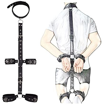 OnundOn Halsband Handfesseln Fußfesseln Handschellen Hals Hand Fuß Fesselset SM Leder Harness Restraint Fetish Bondage Slave Cuffs Sexspielzeug für Paar