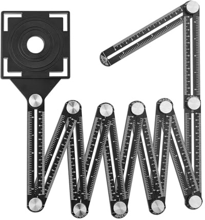 Gunpla Règle de mesure multi-angle 12 styles latéraux avec gabarit d'angle, trous de positionnement, règle coulissante pliable pour menuisier, carreleur, outil de modèle