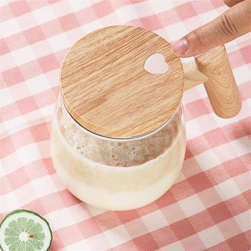 BARASH Self Stirring Mug With Coasters Self Stirring Coffee Mug,400ml Electric High Speed Mixing Cup, One-click Automatic Self Stirring Glass Mugs (Color : A-Clear)