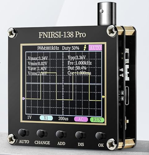 Fnirsi -138 PRO Handheld Mini Osciloscopio Digital 2.5MSa/s 200KHz Analógico Bandwidth Support AUTO,80Khz PWM Y Firmware Update(With Battery and p6100 hv prove)
