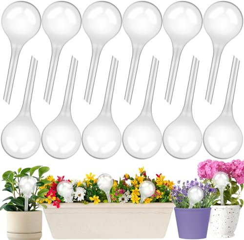 ZHHGOO 12 Pezzi Globi per Irrigazione di Piante, Set Irrigazione a Goccia per Vasi,Irrigazione Automatica Vasi,Trasparente Innaffiatura Sfera per Piante in Vaso Piante da Giardino Interni ed Esterni