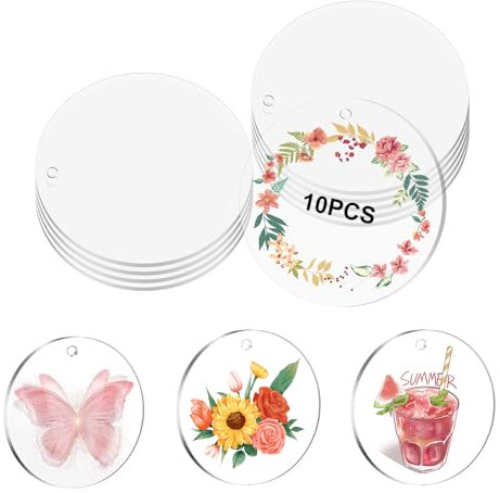 10 Stück Acrylscheibe Rund mit Loch, Acrylplatte Transparent 15cm, Rund Klare Acrylplatte, Acrylscheibe Transparent, Plexiglasscheibe Rund, Runde Acrylplatte für Bilderrahmen, Malen, Basteln