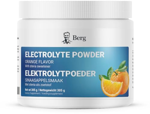 Berg Elektrolytpulver – Apelsin – Med Himalayakristallsalt – 1000 mg Kalium & 120 mg Magnesium per portion – 50 portioner