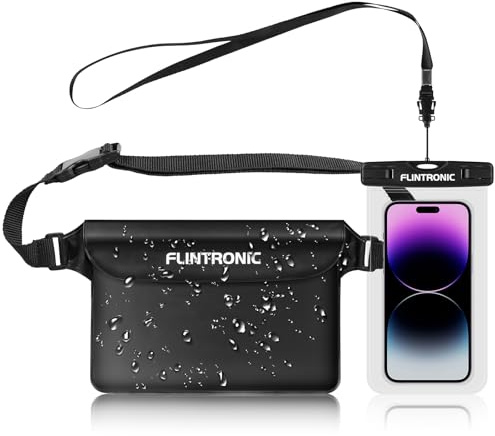 flintronic wasserdichte Tasche, Wasserdichter Beutel mit Verstellbarem Hüftgurt, IP68 wasserdichte Hüfttasche, wasserdichte Handyhülle, wasserdichte Bauchtasche für Wassersport, Strand, Schwimmen