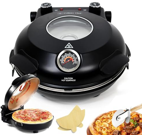 SONLED Pizza Oven, 1200 W Portable Electric Pizza Oven, with Stone Base & Glass Window, Adjustable time & temp to 800˚F, 12 Inch Indoor Pizza Oven Countertop, for Restaurant Kitchen