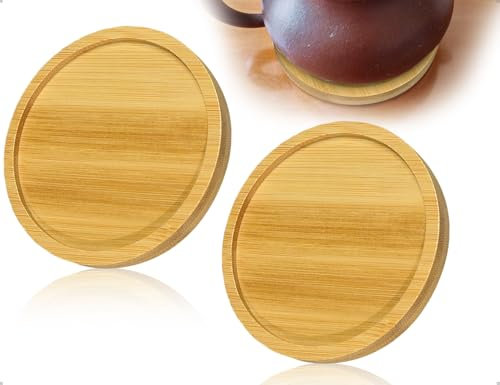 Emezddo 2 pièces Assiette à Bougie, Dessous de Verre,Plateau à Bougie,Support à Bougie,Assiette en Bois,Assiette décorative en Bois,bougeoir,pour Bougies piliers,Bougies de Mariage(Ronde,9,5 cm)