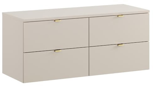 Lomadox Mobiletto da bagno 120 cm in cashmere opaco, 4 cassetti