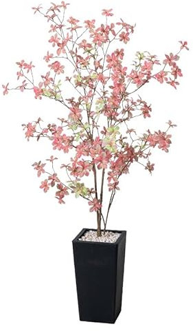 Aphighjoy Kunstpflanze, Gummibaum, künstlich, tropischer Burgunderrot, Ficus, Elastica-Baum, große Bodenpflanzen für Zuhause, Büro, Veranda, Balkon, Raumdekoration (rosa Enkianthus, 1,2 m, 1 Stück)