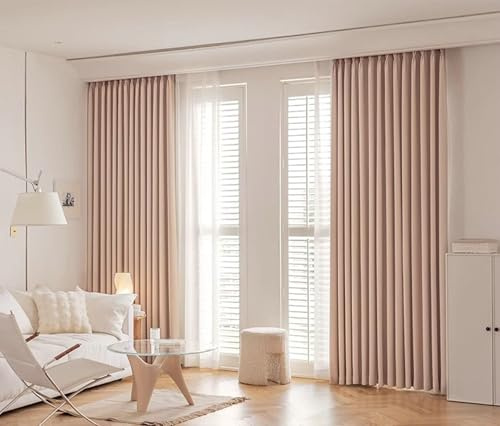 ANAZOZ Tende da Esterno con Ganci, 2 x 107W x 138H CM,2 Pezzi Tende Porta Finestra Oscuranti Tinta Unita Tenda Finestra Rosa per Camerette