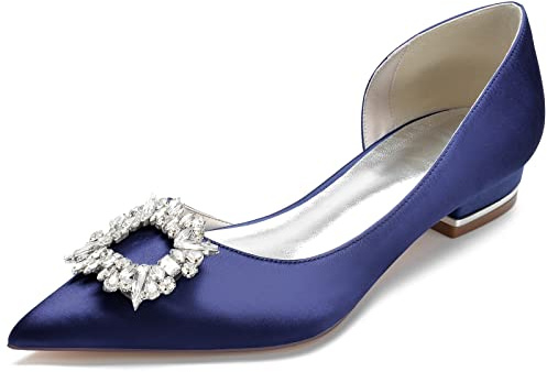 Spetsiga Bröllopsskor, Bekväma Lågklackade Slip-on-Skor I Champagnefärg För Brud, Brudskor I Satin, Klänningsandaler För Kvinnor, Aftonklackar,F,40
