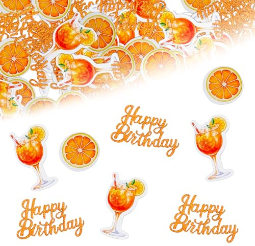GROVBLE Aperol Spritz Deko 100 Stück – Geburtstagsdeko für Frauen | Aperol Spritz Konfetti | Cocktail Deko für Geburtstag | Partydeko Frau | Happy Birthday Dekoration für Feiern