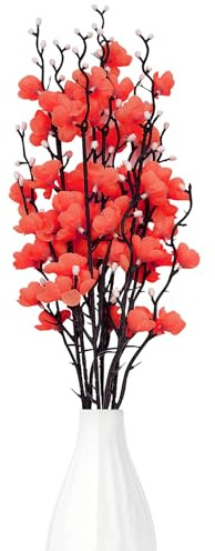 Surplex Confezione da 6 fiori artificiali di prugna rossa, bouquet floreali in finta seta, 55 cm, fiori di seta simulati in plastica, per ufficio, hotel, casa, tavolo, matrimoni, decorazioni fai da te