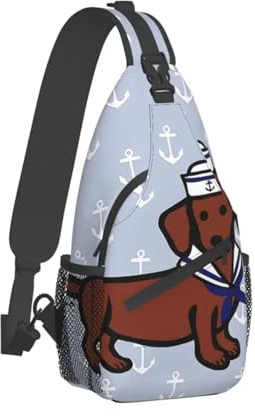 Dackel-Umhängetasche für Hunde, Sport, rot, glatt, Matrosen-Brusttasche, Unisex, Damen, Herren, modisch, Schulterrucksack, Reisen