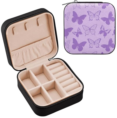 miaozhen Joyero pequeño con diseño de mariposas lilas para el día de San Valentín