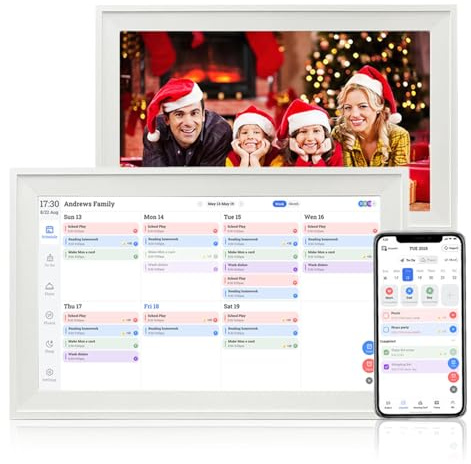 Digitaler Kalender, 1920 x 1080 HD, IPS-Touchscreen, elektronischer Wandkalender und Aufgabendiagramm, für Familienpläne mit Aufgabendiagramm, Mahlzeitenplaner, mehrsprachig, Schreibtisch- und