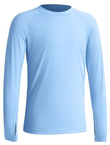 Niksa T-shirt à manches longues UV à séchage rapide pour adolescents avec facteur de refroidissement et doux pour la peau, UPF 50+, parfait pour rashguard et activités de plein air, lot de 1