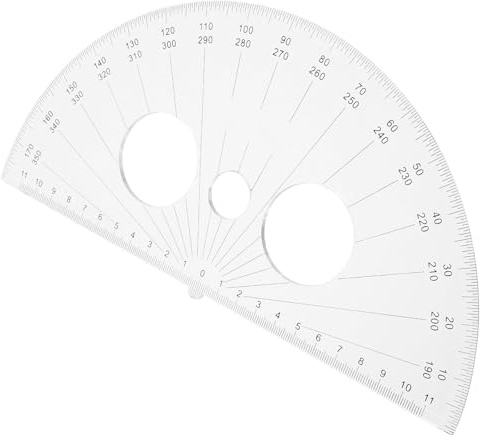 Ciieeo Rapporteur Demi-cercle Plastique Transparent Grand Angle, Règle de Mesure D’angle Portable pour Étudiants, Outil Précis de Dessin Technique, Compact et Léger pour École et Bureau