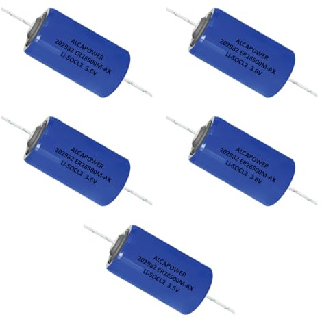 5 piles Li-SOCL2 C ER26500 3,6 V 9 000 mAh 6,5 Ah, demi-lampe de poche, haute capacité, avec rhéophores, lamelles, dimensions 26 × 50 mm, pour capteurs, alarmes, smart home, liSOCL2, batterie, lithium