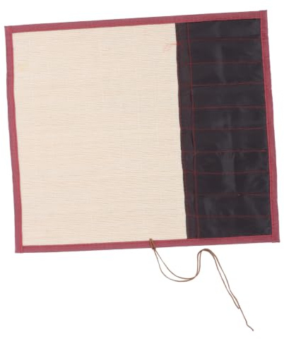 EXQUIMEUBLE Bamboo Brush Handcrafted Cloth Paintbrush Holder Roll up Case with 10 Spacious Pockets Portable Large Capacity Organizer for Calligraphy and Gouache Brushes for Daily Use