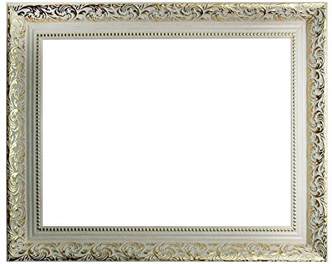 Barockrahmen weiß mit Gold verziert 469 BIA/ORO, Leerrahmen 84x118,8 cm