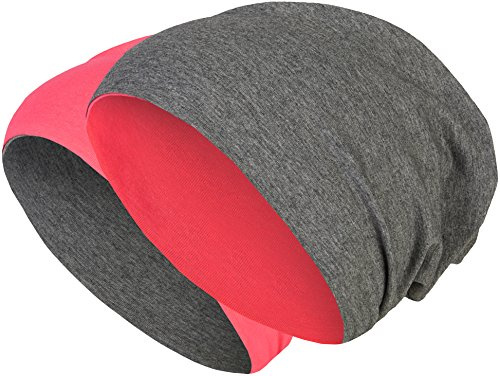 Balinco 2 in 1 Wendemütze - Reversible Slouch Long Beanie Jersey Baumwolle elastisch Unisex Herren Damen Mütze Heather in 24 (8)