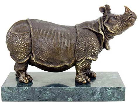 Nashorn Bronzefigur von Rembrandt Bugatti - Tierskulptur in Bronze - Dekofigur auf Marmorsockel - Moderne Kunst - Statuen online kaufen - Wohndeko für Innen