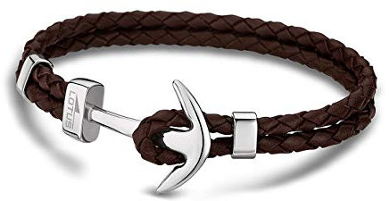 Lotus Pulsera de cuero marrón para hombre con ancla LS1832-2/5 D1JLS1832-2-5, 21 centimeters, Cuero Acero inoxidable