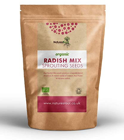 Nature’s Root Organic Radish Mix 125g - Microgreen Sprouting Seeds | Radish Sprouts | Healthy Superfood | Easy to Sprout | Resealable Pack