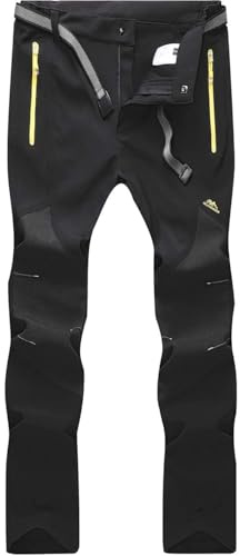 BenBoy Homme Pantalon Ski Imperméable Pantalon Randonnée Softshell Thermique Étanche Coupe-Vent Hiver Pantalon de Montagne Neige Escalade(B Noir,M)