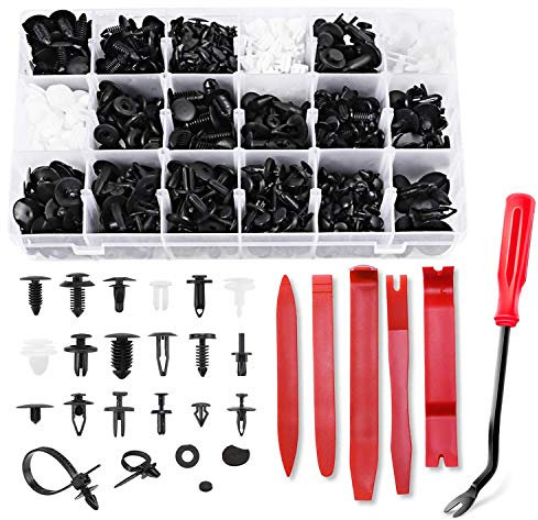 Kfz Werkzeug, 716 Stücke Auto Befestigung Clips, Universal Türverkleidung Klammern Stoßstangen Zierleisten Plastikklips Set mit Demontage Werkzeuge, Schwammig Kissen und Kabelbinder
