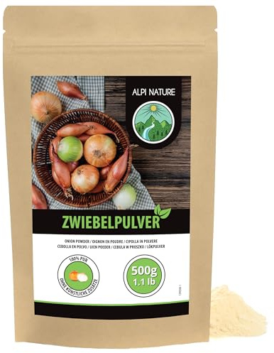 Alpi Nature Lökpulver 500g, Malen Torkad Lök, Lökpulver för Matlagning, Lök Pulver