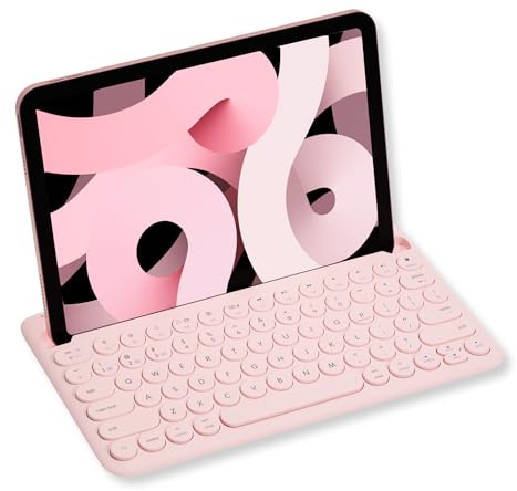Macally Bluetooth Keyboard for iPad | Wireless Keyboard for Tablet, iPhone (Multi-Device, Built-in Stand, Rechargeable) Easy to Use and Cute Portable