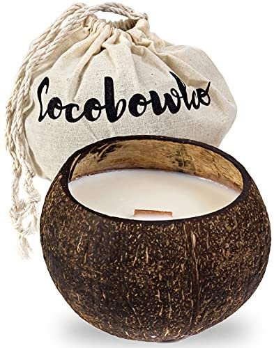 Duftkerzen aus Soja-Kokosnuss-Schale, Holzdocht, mit echten Kokosnussschalen (Kokosnuss)