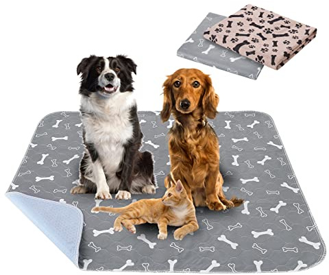 2 Piezas Empapadores Perros Lavables de 90*80cm, Colchoneta de Entrenamiento para Perros Reutilizable Superabsorbente, Almohadillas de orina para Mascotas Antideslizantes e Impermeables para Gatos
