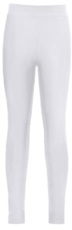 ranrann Enfant Fille Legging Sport Collant Danse Classique Ballet Gymnastique Pantalon de Yoga Gym Fitness Jogging 5-16 Ans Blanc 9-10 Ans