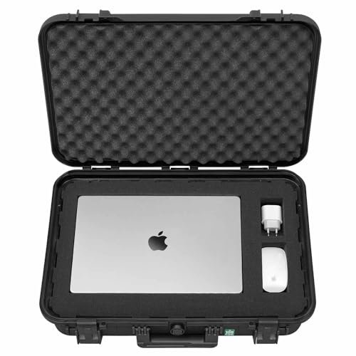 TOMcase Koffer für Tablet, Notebook/Laptop und Zubehör; wasserdichter ECO Schutzkoffer mit Raster-/Würfelschaumstoff für 16“ bis 18“, Outdoor Case Made in Germany (L)