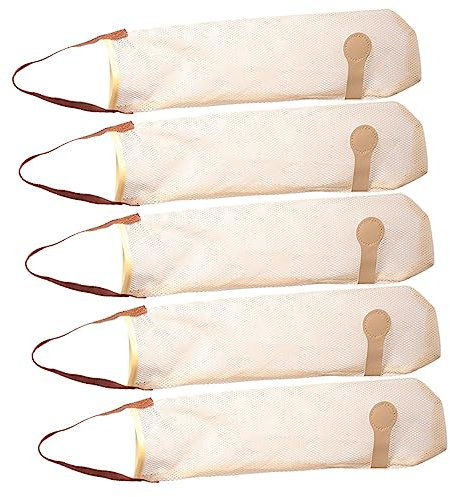 UPKOCH 5 Stück Hängende Netztaschen Polyester Atmungsaktive Aufbewahrungstaschen Für Obst Gemüse Haushalt Zwiebellagerung Cremefarben