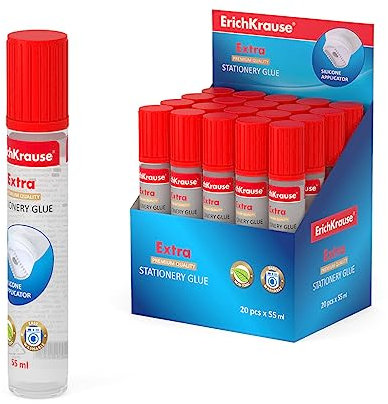 ErichKrause Pegamento líquido adhesivo de silicona, 55 ml, sin disolventes, soluble en agua, resistente a las heladas, transparente, 20 unidades