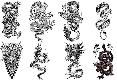 8 Blätter Temporary Drachen Tattoo Dragon Tattoo Fake Tattoo Dragon 8