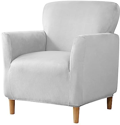 Elehealthy Stretch Chair Covers Banquet Armchair Slipcovers Luxury Velvet Armchair Sofa Covers Chair Slipcover Anti-Slip Furniture Protector for Living Room Friendly for Kids Pets (Light Grey)