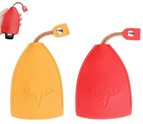 HBINGL 2 PCS Leather Key Bag, Car Key Case, Cute And Creative Pull Style Key Case, PU Leather Cartoon Car Key Wallets Housekeepers Cute Protection Key Pouch Car Key Cover for Men Women, 2 Colors