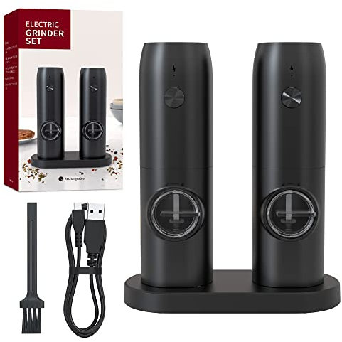 PotentForce USB Molinillo Pimienta electrico,Juegos de molinillos de sal y pimienta,Molinillos de pimienta-Espesor ajustable,Pimentero electrico/Pimentero molinillo/Molinillos de especias eléctricos.