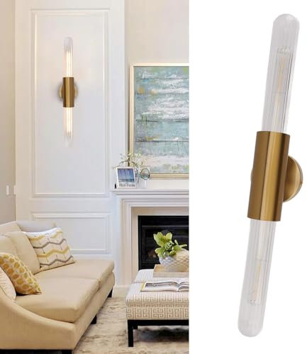 Goldene LED-Badezimmer-Waschtischleuchte Mit Glaslampenschirmen Für Gemütliches Retro-Ambiente Für Schlafzimmer, Badezimmer, Wohnzimmer, Wandleuchte, Beleuchtung Für Die Inneneinrichtung, 85–265 V