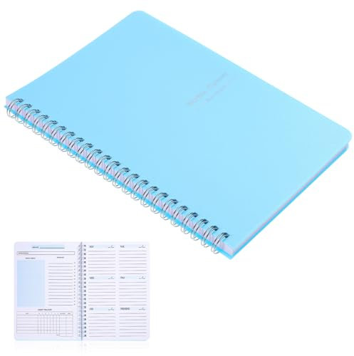 Tofficu Notizblöcke Undatierter Wochenplaner A5-notizbuch Mit Wochenzielen Monatskalenderplaner Habit-tracker-tagebuch Tagesplaner – Blau – 8 x 5 5 – Spiralbindung Notiz
